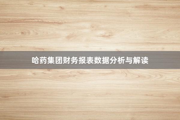 哈药集团财务报表数据分析与解读